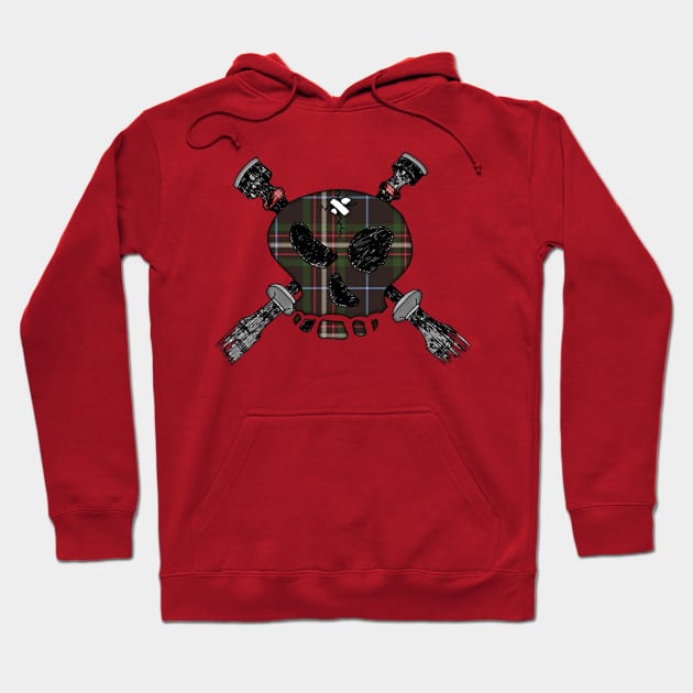 Skull & Cross-Drones Tartan Hoodie by Lonely_Busker89